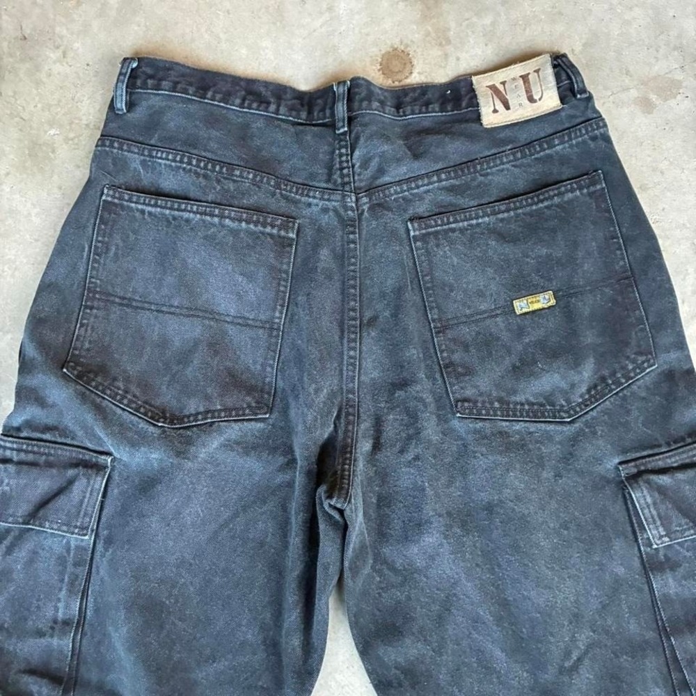 Y2K baggy‎ super heavy high quality faded black NU WEAR cargo denim